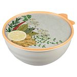 Миска с крышкой с декором Wave 0,85л, Светло-серый (упаковка 15 шт.)