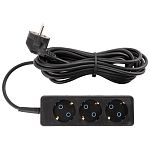 Удлинитель ENGY Гранд 5м/3роз. с заземлением (ПВС 3х0,75) черный (упаковка 1 шт.)