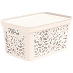 Корзина с крышкой Leaves18л 405х275х207мм (молочный) (упаковка 11 шт.)