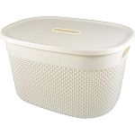 Корзина для хранения с крышкой OSLO 18л молочный (упаковка 10 шт.)
