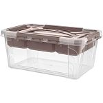 Ящик универсальный с замками и вставкой - органайзером Grand box, 290х190х124мм, 4,2л, Коричневый (у