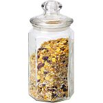 Банка стеклянная для сыпучих продуктов с фигурной стекл крышкой, LATTINA, объем: 0,9 л, тм (упаковка