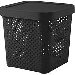 Корзина для хранения с крышкой Plast Team BLACK 20л (упаковка 8 шт.)