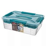 Ящик универсальный с замками и вставкой - органайзером Grand box, 390х290х124мм, 10л, Голубой (упако