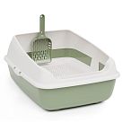 Лоток туалет для кошек Юта, с высоким бортиком, сеткой и совком, ALTA, Оливковый (упаковка 4 шт.)