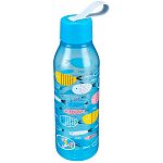 Многоразовая бутылка для воды с декором 0,6л из полипропилена (голубой)