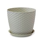 Кашпо РОТАНГ D210мм 4,7л с поддоном белый ротанг 0,181х0,21х0,21м (упаковка 20 шт.)