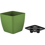 Горшок с дренажной вставкой InGreen Vienna, 5л, квадратный, оливковый (упаковка 16 шт.)