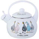 Чайник agness эмалированный со свистком серия family farm, 2,2л, индукционное дно