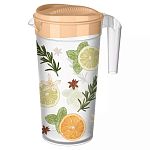 Кувшин с крышкой и декором 1,5л, Оранжевый (упаковка 9 шт.)