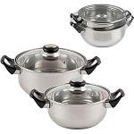Набор посуды из 4 предметов BAKS-SET-4 из нерж стали (2 кастрюли с крышками - 2/2,8 л 18/20 см-диа)