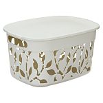 Коробка ФЛОРА 5,5л с крышкой белый ротанг 0,155*0,205*0,28 м (упаковка 15 шт.)