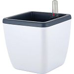 Горшок с автополивом InGreen Munchen 1,5л с внутренней вставкой 0,85л, квадратный,белоснежный жасмин