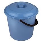 Ведро 10л с крышкой (10)  серо-голубой