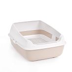 Лоток туалет для кошек, с высоким бортиком и сеткой, ALTA, Бежевый (упаковка 4 шт.)