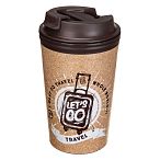 ТЕРМОСТАКАН С КЛАПАНОМ И ДЕКОРОМ TRAVEL 350МЛ (Коричневый)