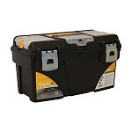 Ящик для инструментов ГЕФЕСТ 18' металл замки (с коробками) черный с желтым 0,25х0,235х0,4