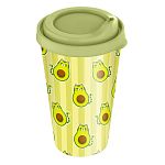 Стакан с крышкой 550мл с декором Avocato Салатовый (упаковка 24 шт.)