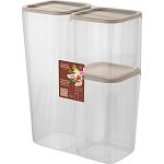 Набор банок для сыпучих продуктов Sugar&Spice Vanilla (0,8л + 1,2л + 1,9л) с гибкой крышкой латте (у