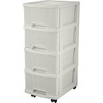 Комод Keeplex Ajur с ящиками на колесиках четырехсекционный компакт 37х30х73см белое облако