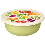 Миска 3,2л с крышкой с декором (салатовый) (упаковка 12 шт.)