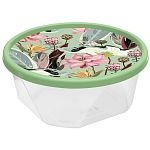 Контейнер для продуктов круглый 1,4л с декором (зеленый) (упаковка 24 шт.)