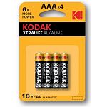 Kodak  Элементы питания  XTRALIFE Alkaline  LR03-4S  , (60/600/3600) (упаковка 4 шт.)