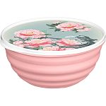 Миска Latina 2,1л с крышкой с декором Сад пионов (розовый) (упаковка 18 шт.)