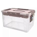 ЯЩИК УНИВЕРСАЛЬНЫЙ С ЗАМКАМИ И ВСТАВКОЙ- ОРГАНАЙЗЕРОМ GRAND BOX, 390х290х245ММ, 20Л (Коричневый) (уп