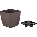 Горшок с дренажной вставкой InGreen Vienna, 5л, квадратный, горький шоколад (упаковка 16 шт.)