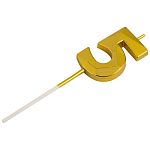 Свеча для торта, золото, цифра 5 (упаковка 12 шт.)