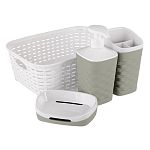 Набор для ванной комнаты Reef 4 предмета (серо-зеленый) (упаковка 8 шт.)