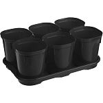 Набор горшков для выращивания рассады InGreen Smart Solution с поддоном 6х400 мл оникс (упаковка 6 ш