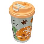 Термостакан с клапаном и декором Специи 400 мл, Бежевый (упаковка 6 шт.)
