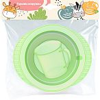 Набор детской посуды Giraffix зеленый
 (кружка 0,2л и тарелка на присосе)