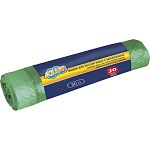Мешок для мусора 50л  (20 шт) зеленый люкс с завязками (упаковка 24 шт.)