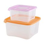 Комплект контейнеров СВЧ 0,46л, 1л. (2шт) квадро КАСКАД (кирпичный, синий) (упаковка 40 шт.)