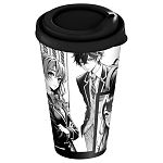 Стакан с крышкой 550мл с декором Аниме Черный (упаковка 24 шт.)