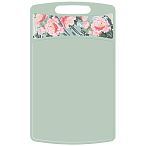 Доска разделочная Bergamo прямоугольная 335*220*4мм с декором Сад пионов (светло-зеленый) (упако