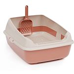 Лоток туалет для кошек Эффи, с высоким бортиком,сеткой и совком, ALTA, Терракотовый (упаковка 4 шт.)