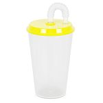 Стакан 0,5л с крышкой и трубочкой, Желтый (упаковка 30 шт.)