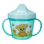 Поильник с ручками и декором, 200мл, Зеленый (упаковка 12 шт.)