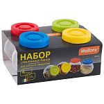 Набор из 4 стеклянных банок (по 0,15 л) VASO с пластиковыми кр-ми для сыпучих продуктов, т (упаковка