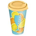 Стакан с крышкой 550мл с декором Солнечное настроение Бледно-желтый (упаковка 24 шт.)