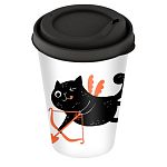 Стакан IZI-GO с крышкой 420мл с декором (котик) (упаковка 24 шт.)