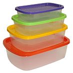 Набор контейнеров прямоугольных для СВЧ и заморозки 4шт 0,5+1+1,6+2,3л Умничка (6) МИКС (упаковка 6