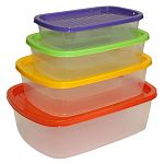 Набор контейнеров прямоугольных для СВЧ и заморозки 4шт 0,5+1+1,6+2,3л Умничка (6) МИКС (упаковка 6