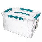 Ящик для хранения универсальный с замками и ручкой Grand box, 390х290х245мм, 20л, Голубой