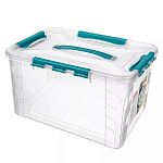 Ящик для хранения универсальный с замками и ручкой Grand box, 390х290х245мм, 20л, Голубой