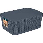 Корзина для хранения Keeplex Ajur с крышкой 11л 38х27х14,3см космический серый (упаковка 14 шт.)